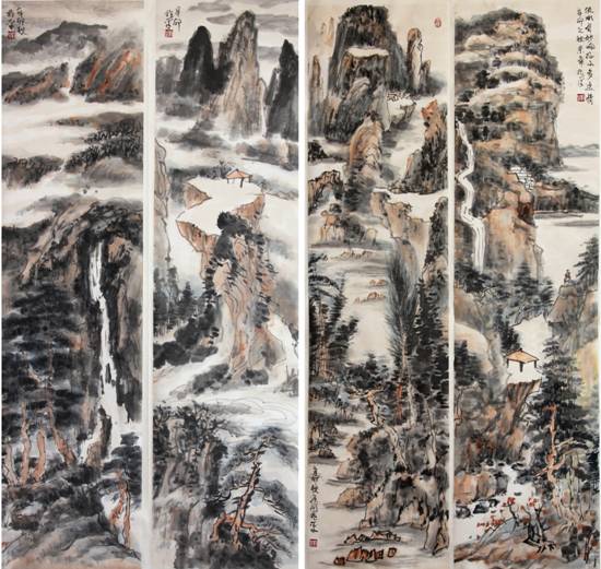 山水四条屏（138x34cmx4) 2011年